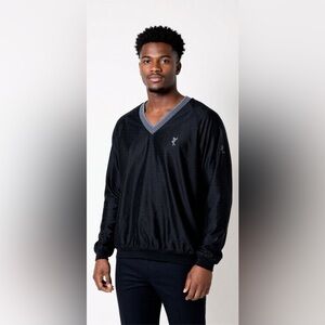 Vintage Ashworth Black and Gray V-Neck Sweater